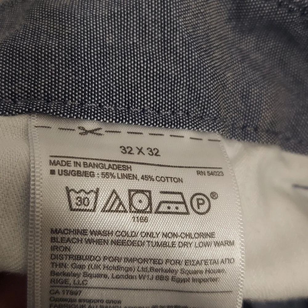 Banana Republic Mens Linen Blend Tapered Heather Blue Pants Size 32X32 Size 32